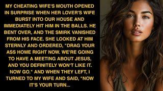 My Cheating Wife's Mouth Opened In Surprise When Her Lover's Wife Burst Into Our House And Immediate