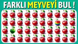 Farklı MEYVEYİ Bul !  Kolay,Orta,Zor - 38 Adet Emoji Bulmacası ! 