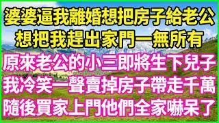 婆婆逼我離婚想把房子給老公，想把我趕出家門一無所有，原來老公的小三即將生下兒子，我冷笑一聲賣掉房子帶走千萬，隨後買家上門他們全家嚇呆了！#情感故事 #花開富貴 #感人故事 #深夜談話 #人生故事