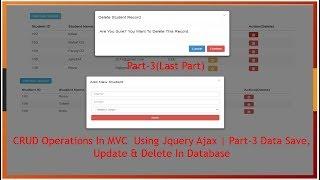 CRUD Operations In MVC  Using Jquery Ajax | Part-3 Data Save,Update & Delete In Database