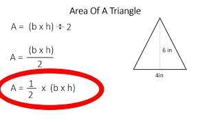 Area of a Triangle = 1/2 x (b x h)
