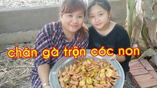 cách làm chân gà trộn cóc non với nước sốt siu cay | má quyên