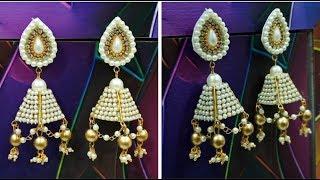 New Silk Thread Pearl Designer Earring making at Home||PEARL EARRING MAKING AT HOME