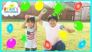 COLOR WATER BALLOONS FIGHT | Outdoors Activities for Kids