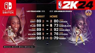 NBA 2k24 Nintendo Switch - Las Vegas Aces Vs Los Angeles Sparks Full Gameplay