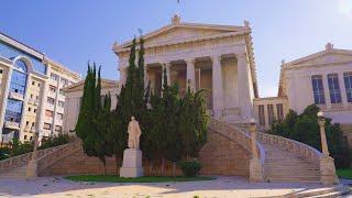 4K Parallax of the Vallianeio Megaron Grand Neoclassical Building in Athens, Greece