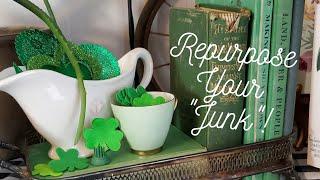 Repurpose Your "Junk"! | St Patty's Day Thrifted Decor Challenge | Thrifter Junker Vintage Hunter