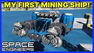 Building a Mining Ship and Landing Pad! - Vanilla SPACE ENGINEERS Gameplay - Survival - Ep 2