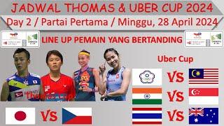 Jadwal Thomas & Uber Cup 2024 │ Day 2 / Partai Pertama │ Line Up Pemain Chinese Taipei vs Malaysia │