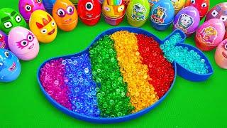 Satisfying ASMR | Making Rainbow Glitter Mango Bathtub by Mixing SLIME in Rainbow Eggs CLAY Coloring