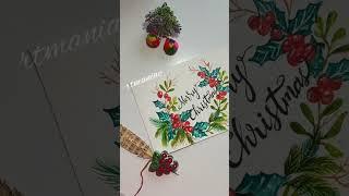 Easy Watercolor Christmas Painting | Watercolor Floral Wreath #rtmaniac #shorts