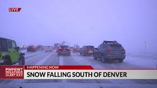 Heavy snow falling south of Denver