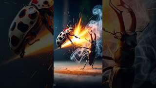 The classic battle between the stag beetle and the bombadier guns