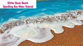 Resin Seascape Painting Tutorial, Glitter Beach and Sparkling Sea!