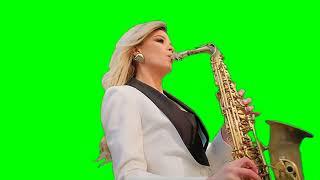 саксофонистка играет 3 Green Screen Saxophonist 3