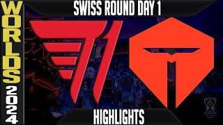 T1 vs TES Highlights | LoL Worlds 2024 Swiss Stage Day 1 | T1 vs TOP Esports