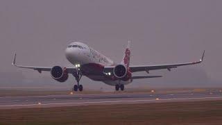 Fog, Almaty style: planes are visible only during takeoff and landing.