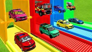 Cars with Colors -  TRANSPORTING POLICE VEHICLES, AMBULANCE CARS and FIRE TRUCKS | FS22