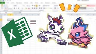 [PixelArt] Learn How To Draw Piyomon & Gomamon In Excel Step By Step!