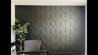 How to Build Cheap DIY Office Accent Wall | Herringbone Pattern