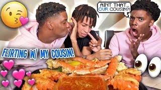 FLIRTING WITH MY 16 YEAR OLD COUSIN MUKPRANK TO SEE HIS REACTION..*GETS AWKWARD* + KINGCRAB SEAFOOD