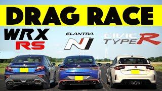 2024 Subaru WRX RS/TR Races Hyundai Elantra N and Honda Civic Type R  Gap City! Drag and Roll Race.
