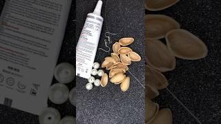 Make earpiece with white beads and Pistachio Shall  #earrings #diyjewelry #artandcraft #beadlove