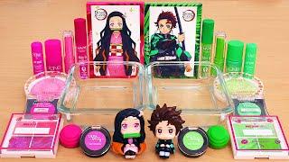 Nezuko vs Tanjiro - Mixing Makeup Eyeshadow Into Slime ASMR