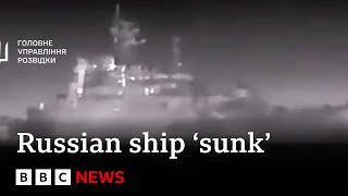 Russian landing ship Caesar Kunikov sunk off Crimea, says Ukraine | BBC News