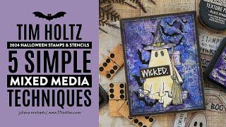 5 Simple Mixed Media Techniques | NEW Tim Holtz Stampers Anonymous Halloween 2024 Stamps & Stencils