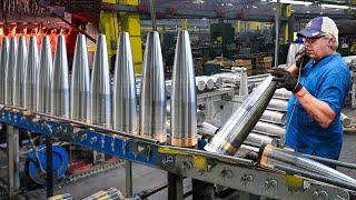 Inside Factory Building Large Number of US Army Ammo - Production Line