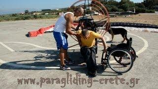 Tandem paratrike flying fun for disabled Cretan 2013