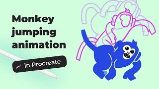 Frame by frame animation of a monkey jumping in Procreate [step by step]