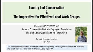 NCPP Locally Led Conservation & The Imperative for Effective Local Work Groups