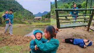 Fish Pond Fun Turns to FEAR When Child Falls from Swing!