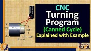 CNC Turning program | Canned cycle | CNC Programming | Explained with example