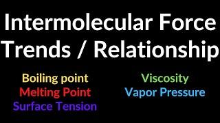 Intermolecular Forces Trends: Melting & Boiling Point, Viscosity, Surface Tension, Vapor Pressure