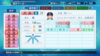 【パワプロ2020選手名鑑】西武 27 内海哲也投手[京都府 牡牛座 A型 敦賀気比-東京ガス-巨人]