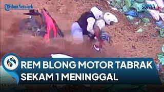 Detik-detik Motor Pasutri Asal Sidoarjo Rem Blong di Jalur Cangar - Pacet Tabrak Sekam 1 Meninggal 