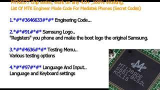 List Of MTK Engineer Mode Code For Mediatek Phones
