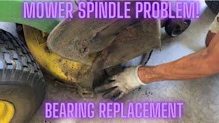 John Deere Mower Blade Loose. How to replace the Lower bearing in a Spindle. D120 42" Deck.