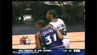 Jason Collins 10 points, 5 assists & 4 blocks vs. Jazz & twin brother Jarron (December 17, 2003)