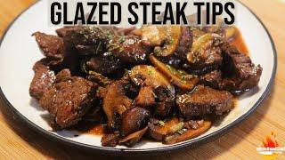 Glazed Steak Tips & Mushrooms