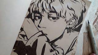 [ Real Time ] Jimin Brush Pen Drawing \\ easy to follow