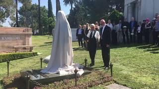 Unveiling of the ANTON YELCHIN BRONZE STATUE at Hollywood Forever Cemetery