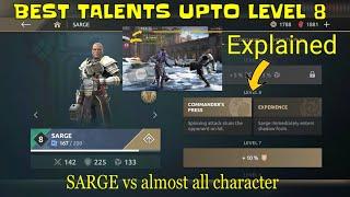 SARGE | Best Talents to select | All Talents explained upto level 8 and with spicy PvP matches | SFA