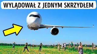 Samolot, który wylądował tylko z jednym skrzydłem