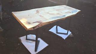 Стол из соснового слэба / DIY pinewood slab table