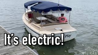 This boat is more fun than a sailboat - taking a ride on a Duffy Electric Boat