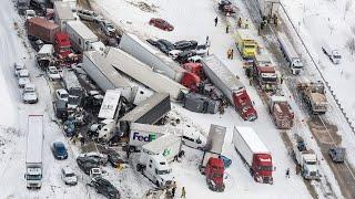 Chaos in Nebraska Today! Brutal Snow Storm Causing Collision Pileup in Minnesota